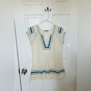 Lucky Brand Boho Bohemian Embroidered Top